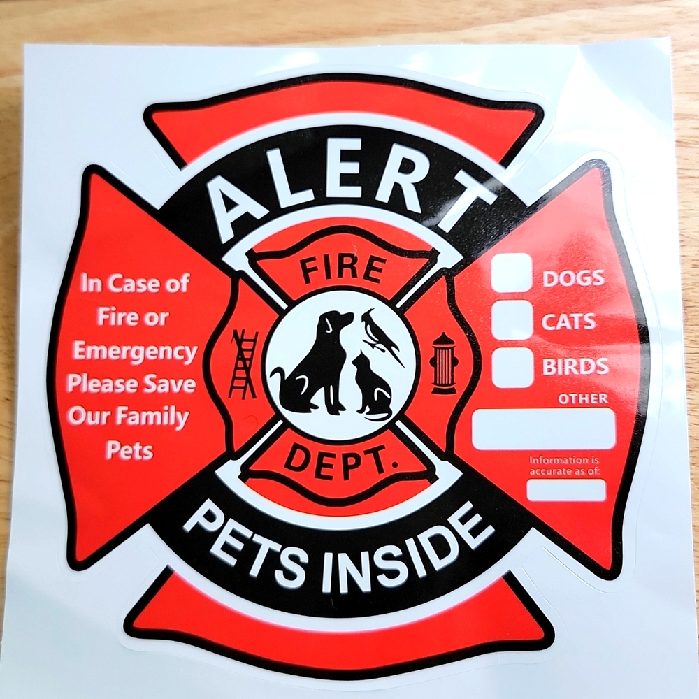 Fire Department Pet Alert Stickers Set of 2 Red Black New - Picture 5 of 6